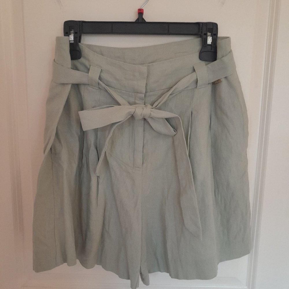 Women's Sage Green Paper Bag Shorts